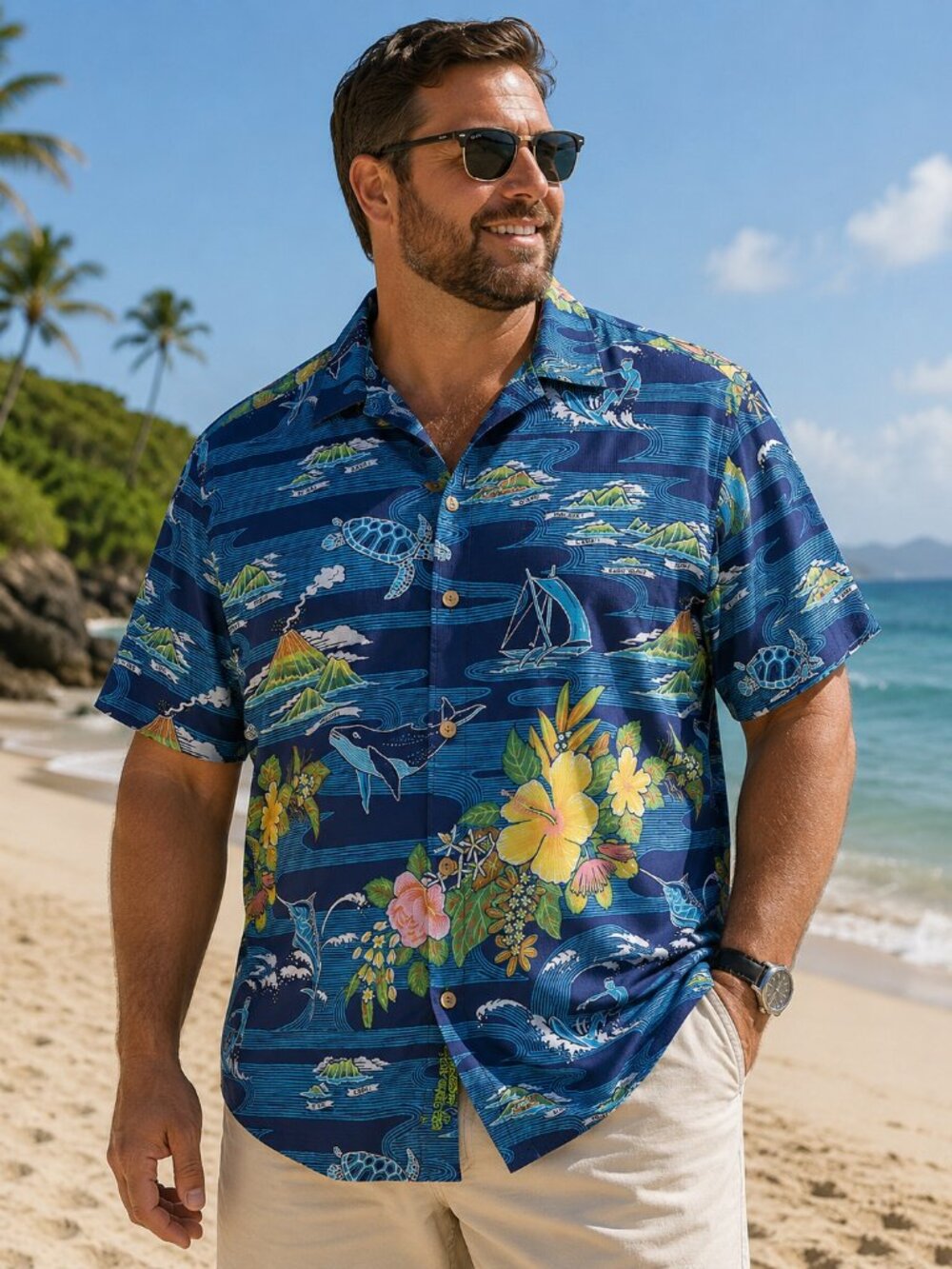 Tommy Bahama Artist Series 23 Bahama Coast Aloha Shirt Big & Tall Size 2XLB $148